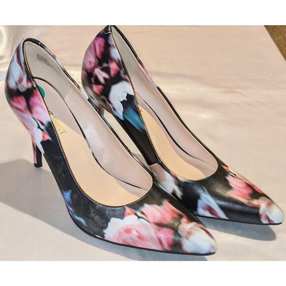 Nine West Women's Act Fresh Pointed Toe High Heels Pumps Black Floral Size 8 M - Picture 2 of 8